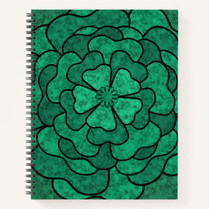 Seamless abstract floral flowers black green colou notebook