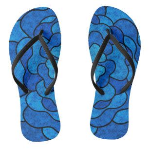 Seamless abstract floral flowers black navy colour jandals