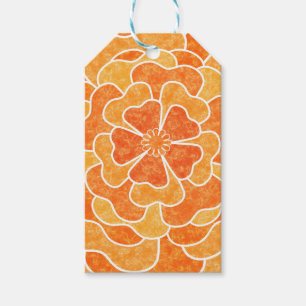 Seamless abstract floral flowers white orange colo gift tags