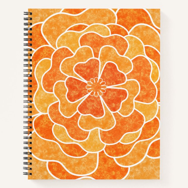 Seamless abstract floral flowers white orange colo notebook (Front)