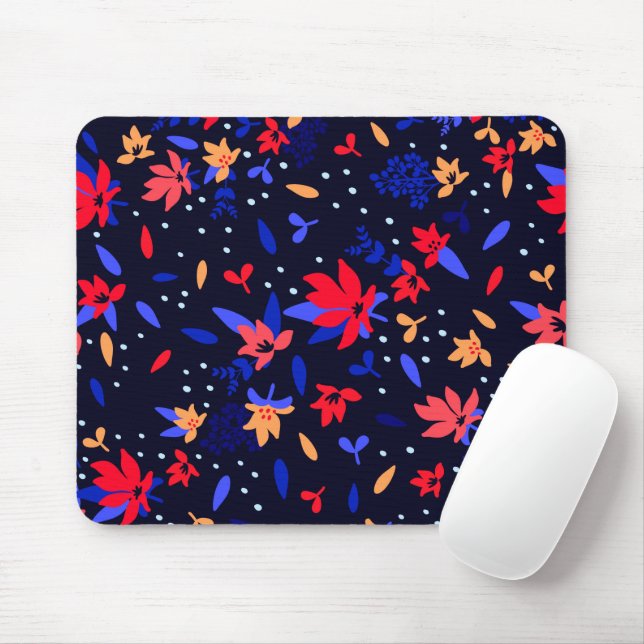 Seamless Abstract Floral Pattern Mouse Pad (With Mouse)