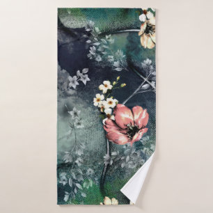 seamless abstract flower pattern on mix backgroun bath towel