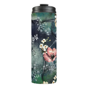 seamless abstract flower pattern on mix backgroun thermal tumbler
