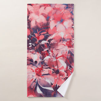 seamless abstract flowers, oil painting style, ill bath towel