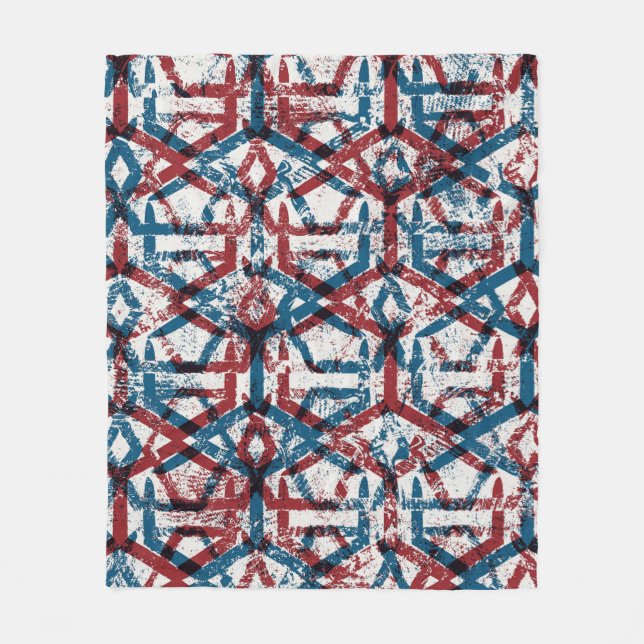 Seamless abstract geometric pattern in flat red bl fleece blanket (Front)
