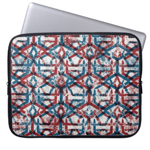 Seamless abstract geometric pattern in flat red bl laptop sleeve