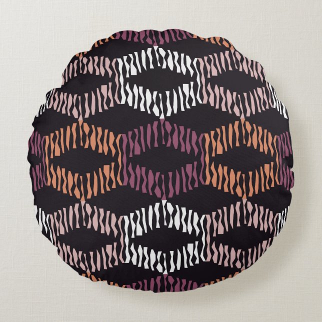 Seamless abstract geometric pattern. Strips. Mosai Round Cushion (Front)