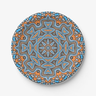 Seamless abstract geometrical round circle mandala paper plate