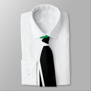 Seamless Abstract Green and White Lines On Black Tie