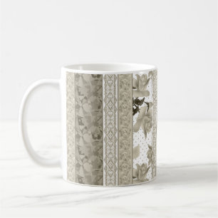 Seamless abstract lace retro vintage beige roses f coffee mug