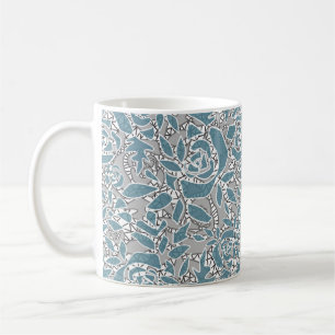Seamless abstract lace romantic retro vintage blue coffee mug