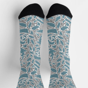 Seamless abstract lace romantic retro vintage blue socks