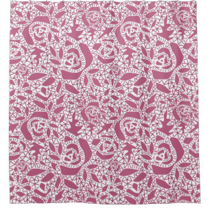 Seamless abstract lace romantic retro vintage pink shower curtain