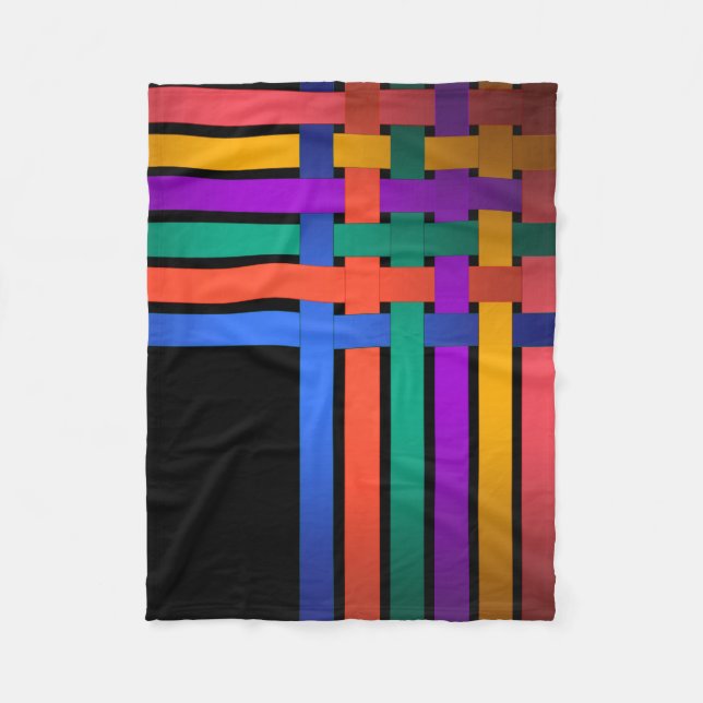 Seamless abstract lines striped silk satin ribbons fleece blanket (Front)