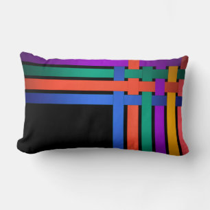Seamless abstract lines striped silk satin ribbons lumbar cushion