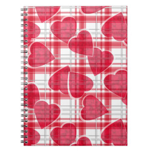 Seamless abstract love red hearts Valentines Day c Notebook