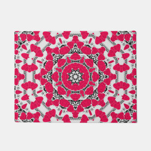 Seamless abstract mandala hearts bright round orna doormat