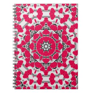 Seamless abstract mandala hearts bright round orna notebook
