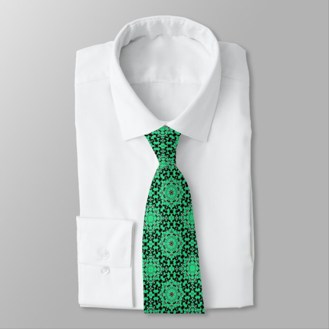 Seamless abstract mandala hearts bright round orna tie (Tied)