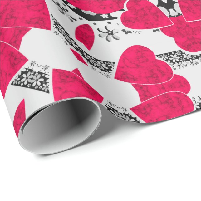 Seamless abstract mandala hearts bright round orna wrapping paper (Roll Corner)