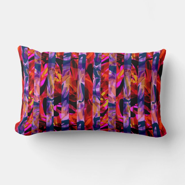 Seamless abstract modern brush stroke multicolor d lumbar cushion (Front)