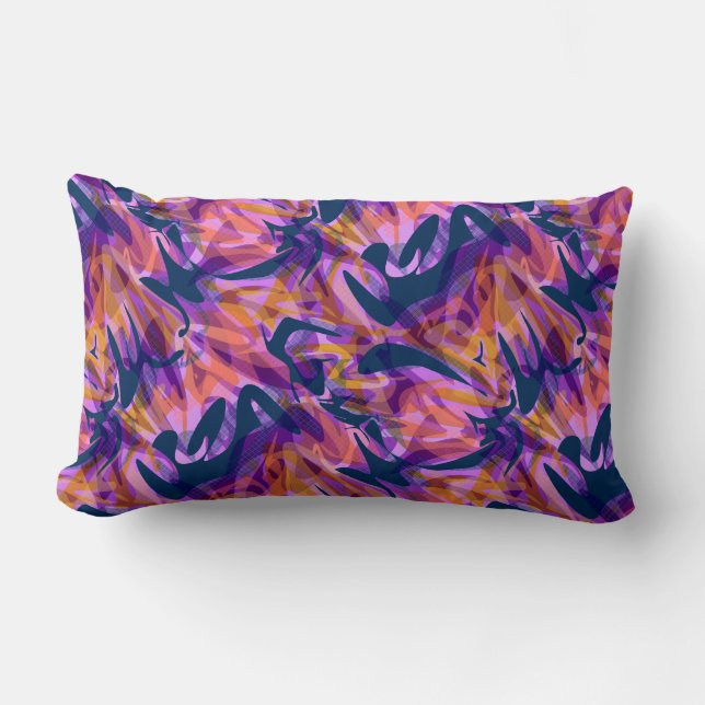 Seamless abstract modern brush stroke multicolor d lumbar cushion (Front)