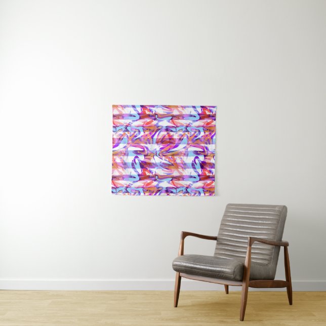 Seamless abstract modern brush stroke multicolor d tapestry (In Situ (Horizontal))