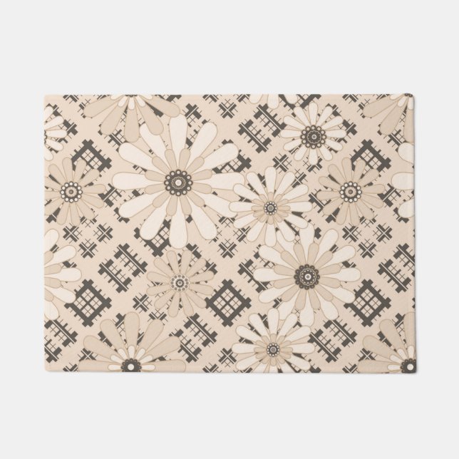 Seamless abstract modern chequered plaid floral be doormat (Front)