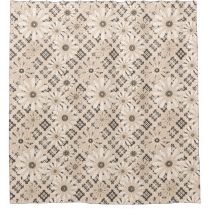 Seamless abstract modern chequered plaid floral be shower curtain