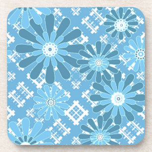 Seamless abstract modern chequered plaid floral bl coaster