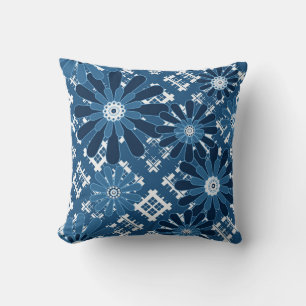 Seamless abstract modern chequered plaid floral bl cushion