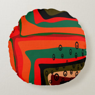 Seamless abstract modern retro colours pattern ora round cushion