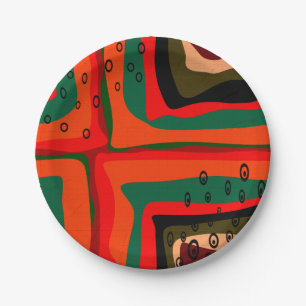 Seamless abstract modern retro colours pattern paper plate