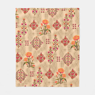 Seamless abstract mughal floral pattern fleece blanket
