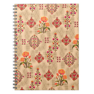 Seamless abstract mughal floral pattern notebook