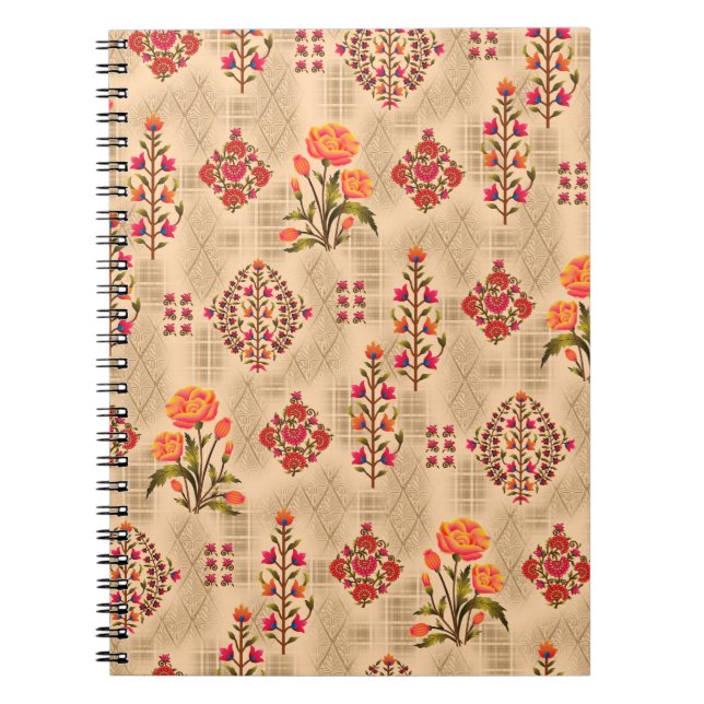 Seamless abstract mughal floral pattern notebook (Front)