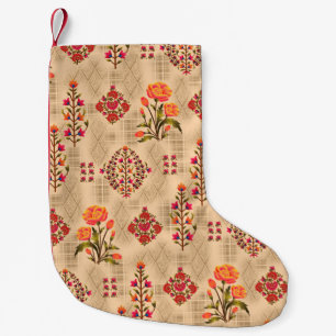 Seamless abstract mughal floral pattern small christmas stocking