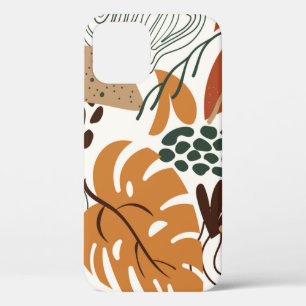 Seamless abstract nature pattern on white backgrou iPhone 12 case