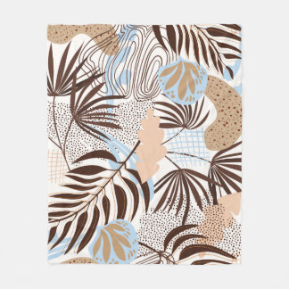 Seamless abstract nature pattern on white backgrou fleece blanket