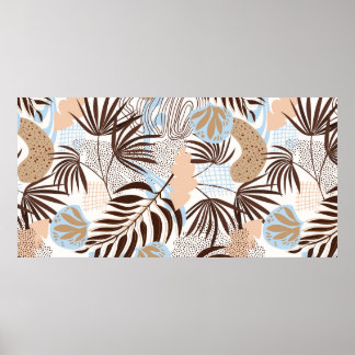 Seamless abstract nature pattern on white backgrou poster