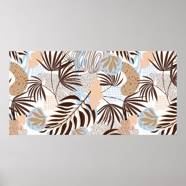 Seamless abstract nature pattern on white backgrou poster (Front)