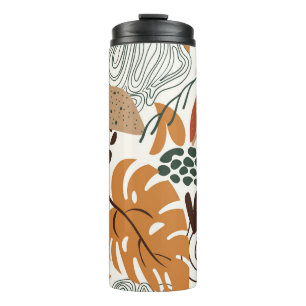 Seamless abstract nature pattern on white backgrou thermal tumbler