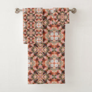 Seamless abstract ornamental brown decor kaleidosc bath towel set