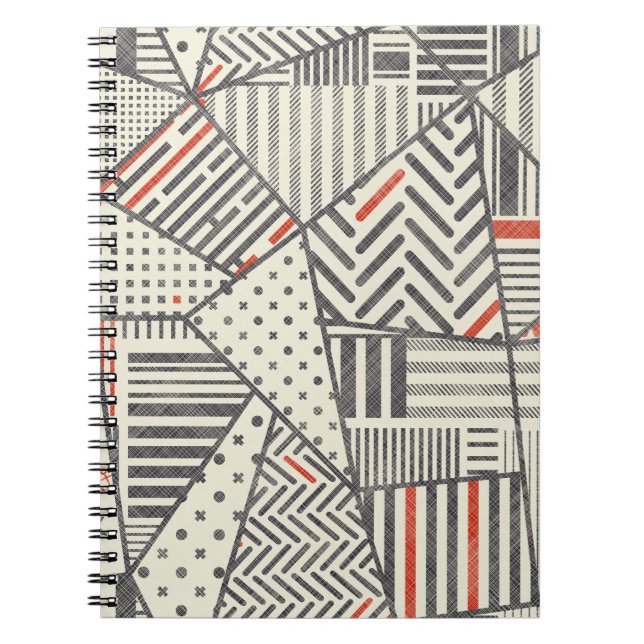 Seamless abstract patchwork in retro colours. Endl Notebook (Front)