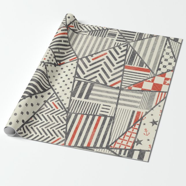Seamless abstract patchwork in retro colours. Endl Wrapping Paper (Unrolled)