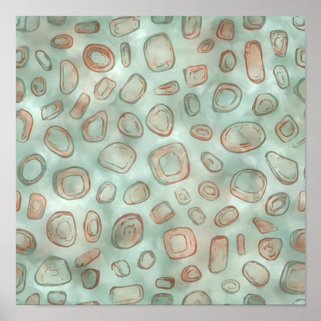 Seamless Abstract Patina Mist Fabric Pattern Poster (Front)