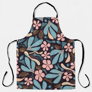 Seamless abstract pattern, floral motif, dark back apron