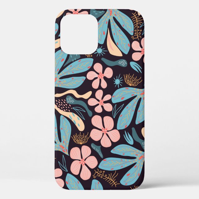 Seamless abstract pattern, floral motif, dark back Case-Mate iPhone case (Back)