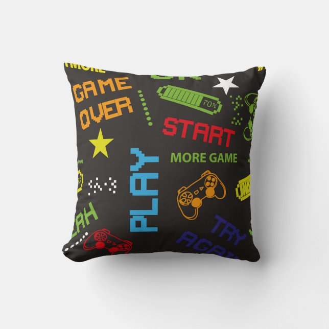seamless abstract pattern in pixel game style. Wit Cushion (Front)