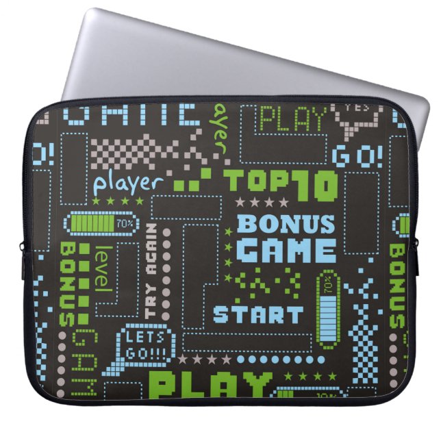 seamless abstract pattern in pixel game style. Wit Laptop Sleeve (Front)